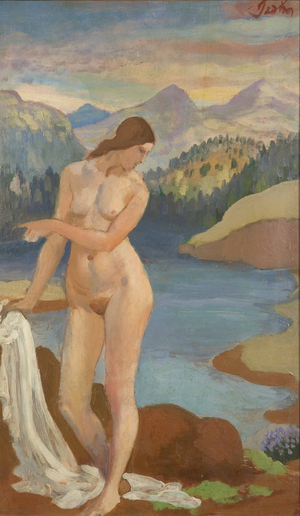 Bather in the Welsh Mountains, c.1913 (oil on panel)