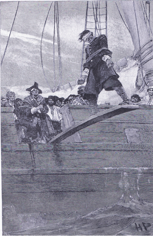 Walking the plank, from Howard Pyle's Book of Pirates published by Harper & Bros, 1921 (litho)