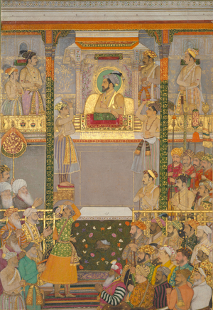 f.214b Illustration from the 'Padshahnama', 1657 (vellum)