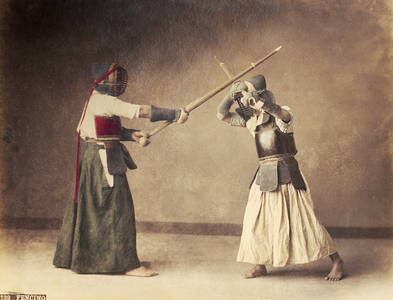 139 Fencing, from an album titled 'Views & Costumes of Japan', c.1886 (hand-coloured albumen print)