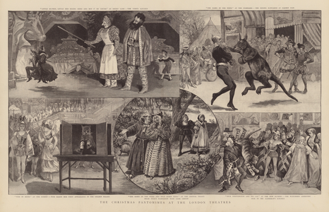 Christmas pantomimes at the London theatres (engraving)
