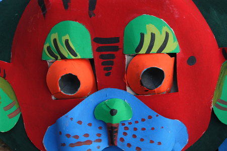 Several colourful masks are being prepared for new year celebration in Bangladesh every year. First day of Baisakh is celebrated as a Bangla new year by nearly all people in Bangladesh.  (photo)