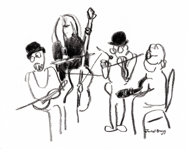 Musicians at the Victorian Festival, c.2021 (charcoal on paper)