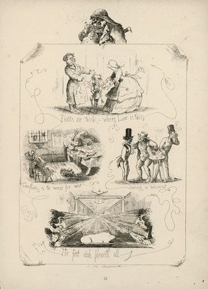 Page from Proverbs with Pictures by Charles H Bennett, 1859 (engraving)