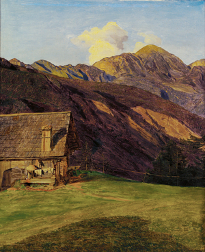 The Alpine refuge on the Hoisenrad near Ischl, 1834 (painting on wood)