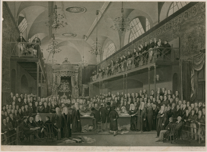 View of the interior of the House of Lords during the important investigation in 1820 (engraving)