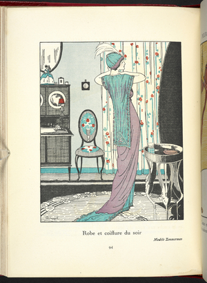 Robe et coiffure du soir.