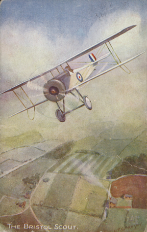 Bristol Scout reconnaissance and fighter aircraft (colour litho)