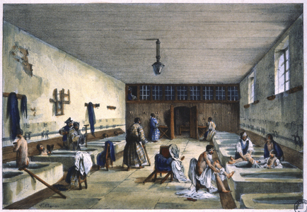 A hospice in Paris, c.1850 (lithograph)