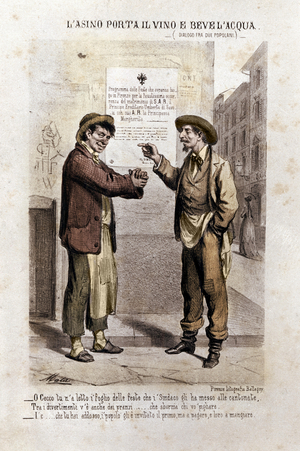 THE DONKEY CARRIES THE WINE AND DRINKS WATER 1868 (illustration)