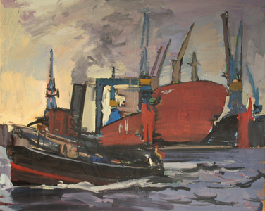 Port of Hamburg II, 2008 (oil on board)