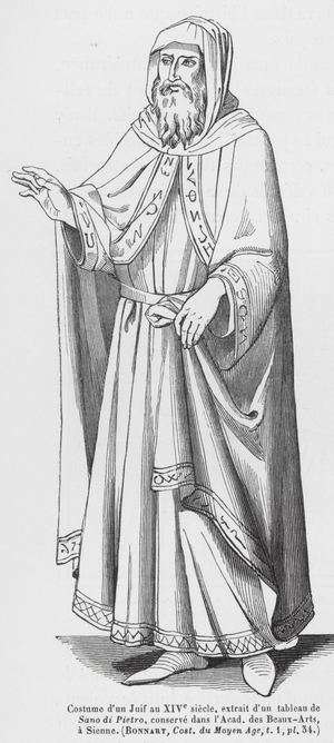 Costume of a Jew, Italy, 14th Century (engraving)