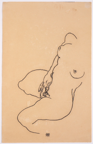 Masturbating woman without head, 1918 (charcoal on paper)
