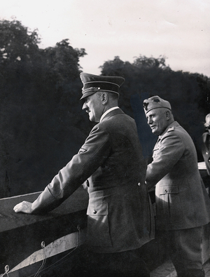 Hitler and Mussolini in 1940 in Munich (b/w photo)