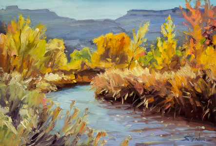 Autumn on the Fremont River, 2019 (oil on panel)
