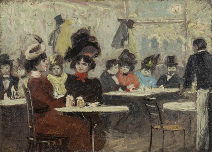 Au Bar, c.1900 (oil on panel)