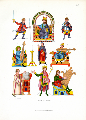 Ottonian Ruler Depictions and Court Officials (chromolitho)