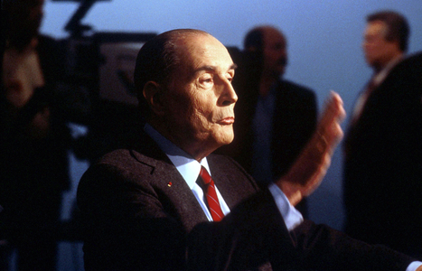 Francois Mitterrand (Sitting President) Candidate To Presidential Election here during One-On-One Tv Debate With Candidate Jacqueschirac (Prime Minister at That Time) April 29, 1988 (photo)