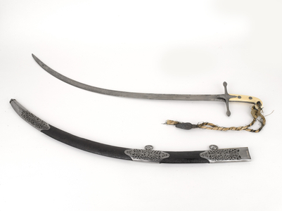 Shamshir sword with scabbard, 1845-49 (steel)