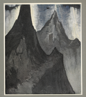 The iron hills'. Part three, on Mars.
'His dragon soon over-passed the sordid plain, and rearing its head, rose at the barrier of the Iron Hills. Threading between the lightnings he came to the hill-ringed valley wherein huddled the houses of the Thunder City'.