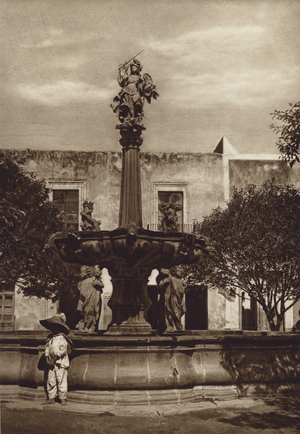 Mexico: Puebla, Fuente de San Miguel (b/w photo)