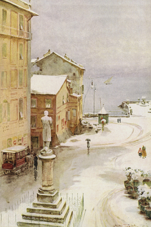 Piazza Mazzini, Santa Margherita (colour litho)