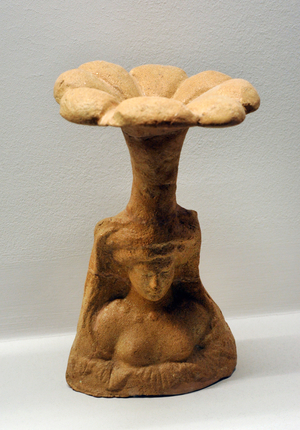Incense burner in the shape of flower-woman, Middle 4th century BC, Terracotta, Paestum
