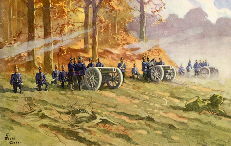 German Army heavy artillery (colour litho)