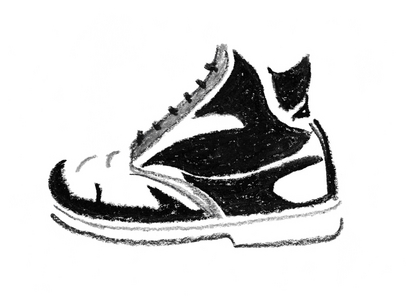 Catalogue dessiné des plus belles chaussures de galeristes : Plus One Gallery, 2022 (oil pastel)