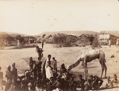 Village scene, Aden, c.1885 (b/w photo)