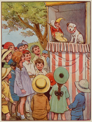Early 20th century childhood: Punch and Judy (colour litho)