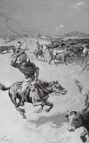 Cattle-Mustering in Queensland (litho)