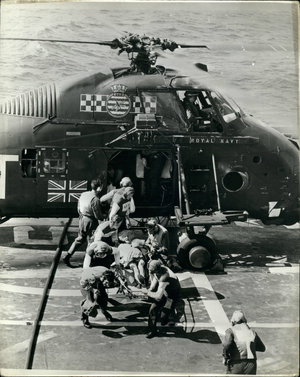 Evacuees From Cyprus Taken Aboard HMS Devonshire, 7th July 1974 (b/w photo)