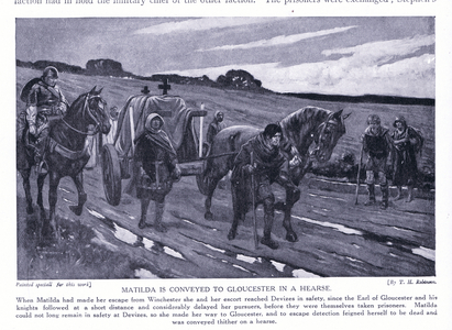 Matilda conveyed to Gloucester in a hearse (litho), 1920's (litho)