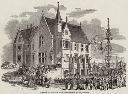 Opening of the New Blue-Coat School, at Nottingham (engraving)