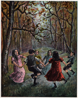 Enfants dans la foret. Children in the forest.