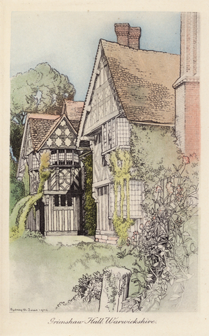 Grimshaw Hall, Warwickshire (colour litho)