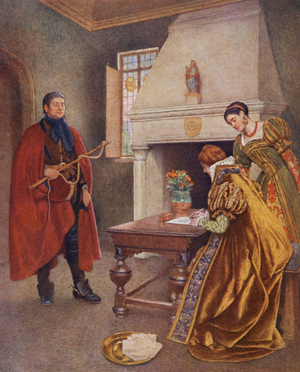 Shakespeare's The Merchant of Venice: Portia, Nerissa and Balthazar (colour litho)