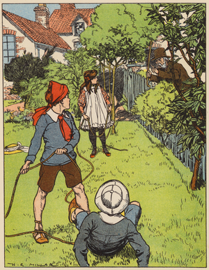 "Shook his Stick at them" (colour litho)