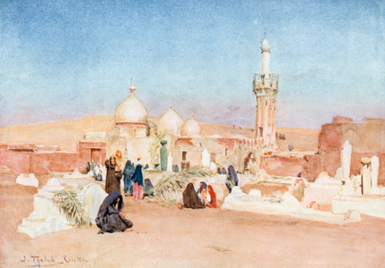 Cemetery near Rosetta (colour litho)