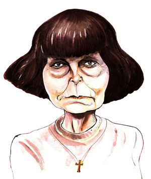 Sofia Gubaidulina, Russian composer  colour ink caricature