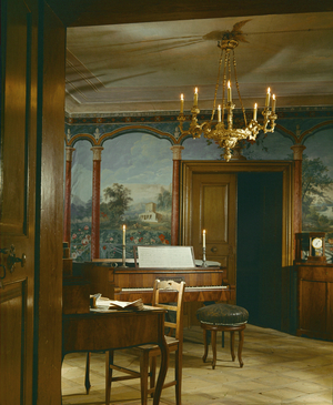 Room with piano in the house of his brother in Gneixendorf where Ludwig van Beethoven spent his last summer, House of Beethoven's brother, Gneixendorf, Austria (phtoto)
