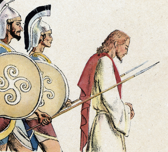 New Testament: Jesus led before Pontius Pilate.1944 (illustration)