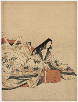 Seated Noble Woman, early 1800's (woodblock print)