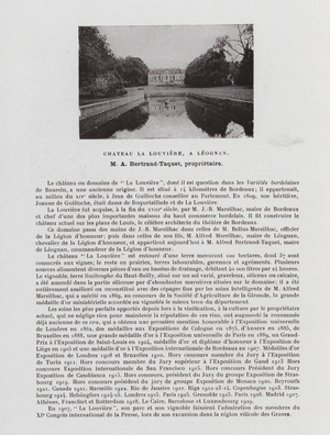Chateau La Louviere, A Leognan, M A Bertrand-Taquet, proprietaire (b/w photo)