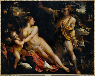 Venus, Adonis and Cupid (painting on canvas)