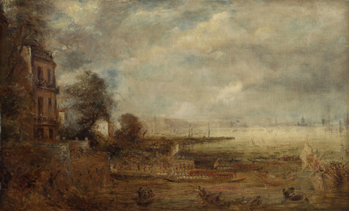 Waterloo Bridge Seen from Whitehall Stairs, c.1829 (oil on canvas)