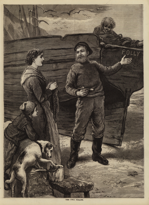 The Two Pollys - fisherman naming his boat after his wife (engraving)