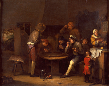 Interior of a farmhouse, 1677 (oil on panel)