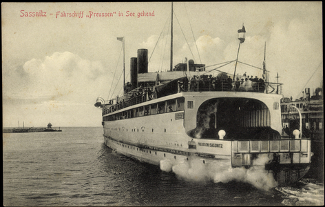 Sassnitz Rügen, ferry ship Prussia going to sea